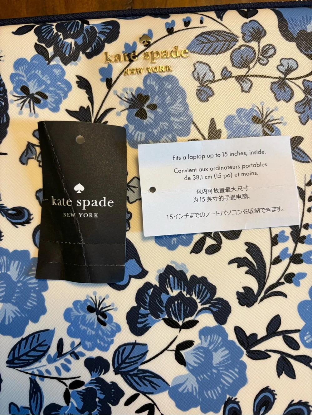 kate spade Madison Peacock 15” Floral Laptop Sleeve in Blue Multi Style KH775